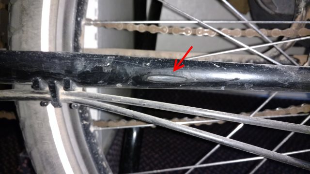 paint abrasion on outside of chain stays from boot