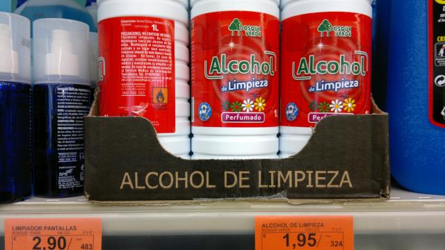 alcohol for cleaning, mercadona store in spain