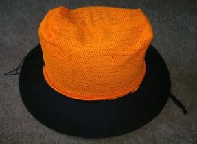 orange hat cover on hat
