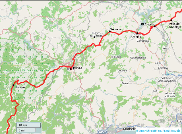 map of gr7, , andalucia, part 2