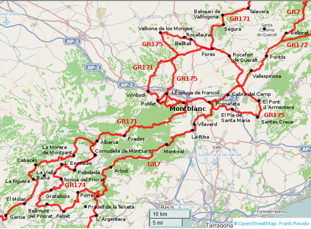 map of gr7, catalonia, part 2