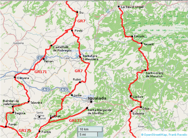 map of gr7, catalonia, part 3