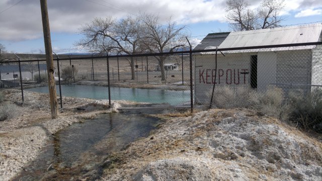 warm springs, showing stream that feeds pool